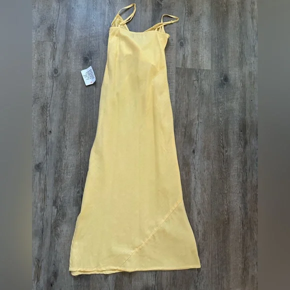 ASOS Yellow Cotton Dress with Side Slit, Zipper and Adjustable Straps! - Picture 2 of 6